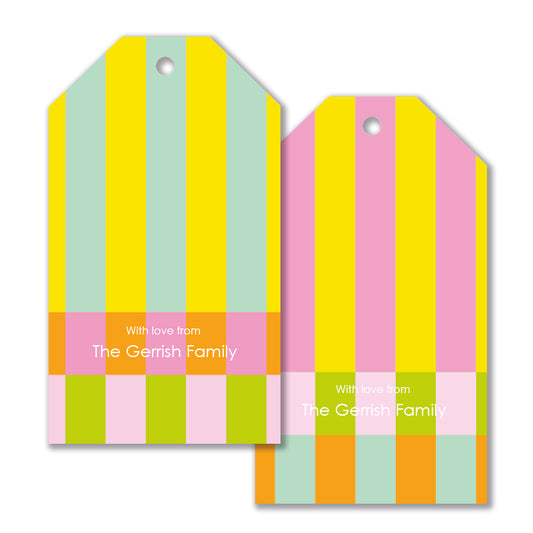 Personalised Gift Tag Set - Circus Stripe Sorbet