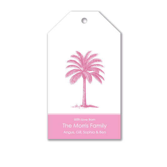 Personalised Gift Tag Set - Classic Palm - Pink