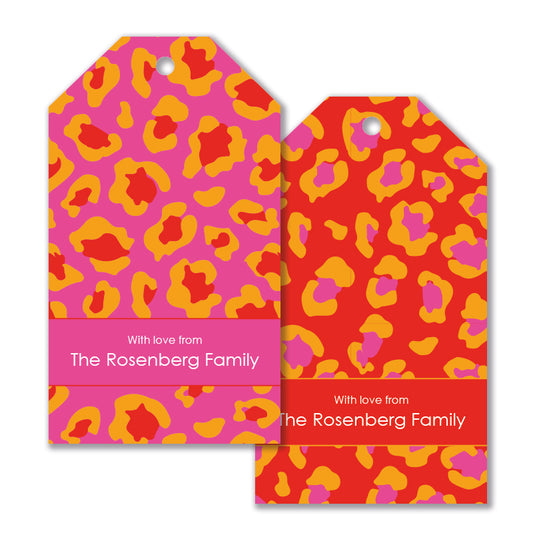 Personalised Gift Tag Set - Lumo Leopard Coral