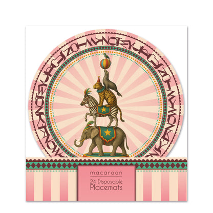 Disposable Round Placemats - Harlequin Circus