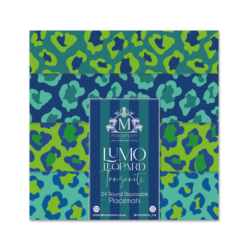 Disposable Round Placemats - Lumo Leopard - Tanzanite