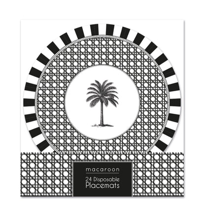 Disposable Round Placemats - Palm Beach - Ebony