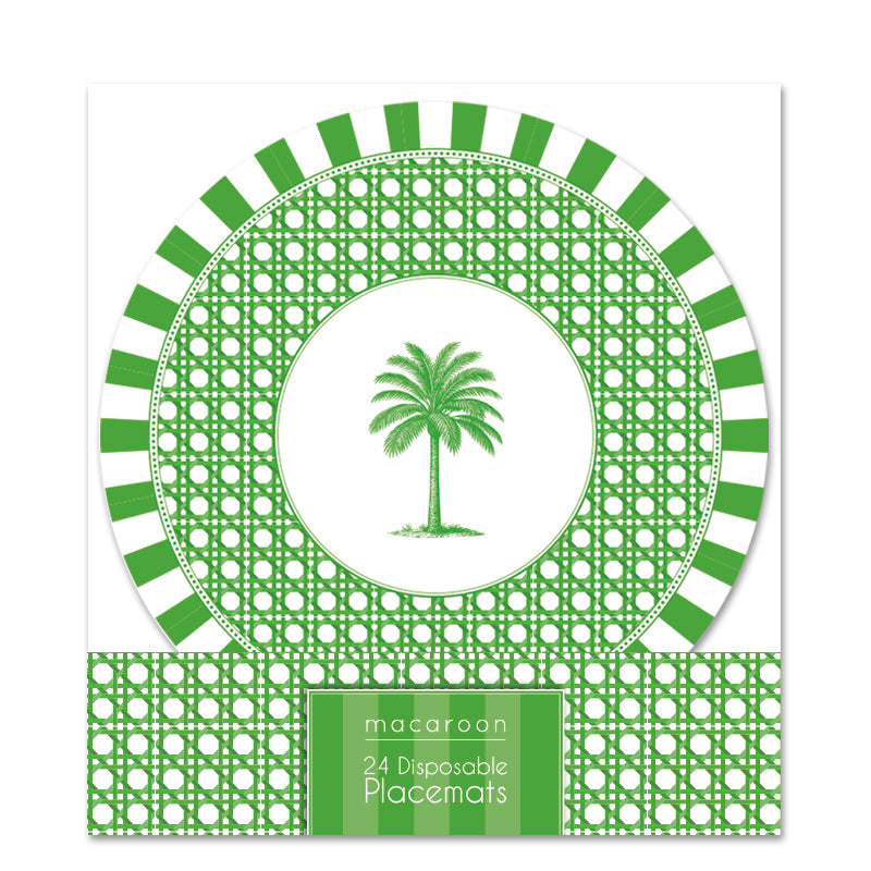 Disposable Round Placemats - Palm Beach - Emerald