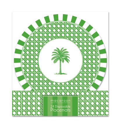Disposable Round Placemats - Palm Beach - Emerald