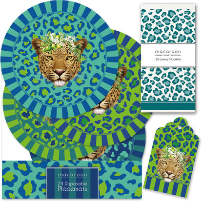TABLE SETTING PACK - LEOPARD - TANZANITE
