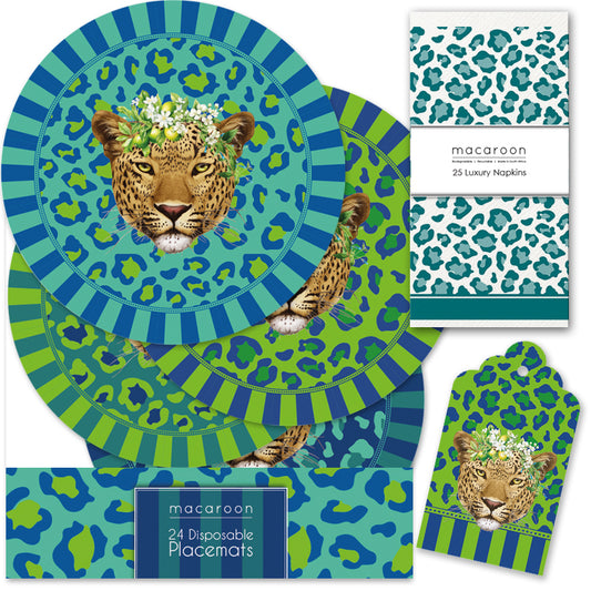 TABLE SETTING PACK - LEOPARD - TANZANITE
