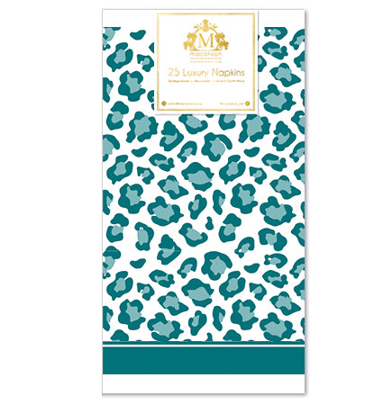 Disposable Slim Luxury Napkins - Leopard - Teal