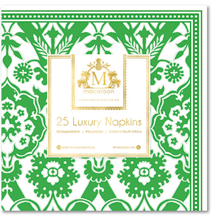 Disposable Luxury Napkins - Tropical Tile - Emerald