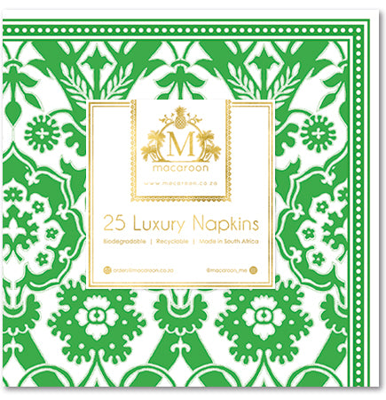 Disposable Luxury Napkins - Tropical Tile - Emerald