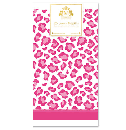 Disposable Slim Luxury Napkins - Leopard - Pink