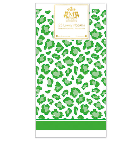 Disposable Slim Luxury Napkins - Leopard - Green