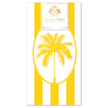 Disposable Slim Luxury Napkins - Palm - Yellow