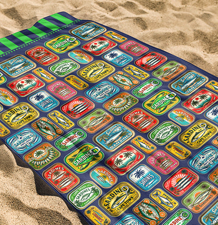 Luxury Beach Towel - Sun Soaked Sardines