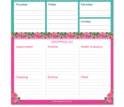 A4 Menu & Shopping Planner - Cape To Congo -  Ruby