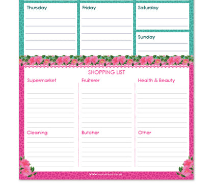 A4 Menu & Shopping Planner - Cape To Congo -  Ruby