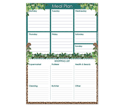 A4 Menu & Shopping Planner - Cape To Congo -  Tanzanite