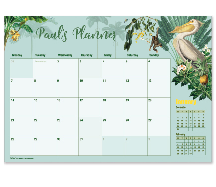 Macaroon 2020 Personalised Desk Calendar Pelican Menagerie